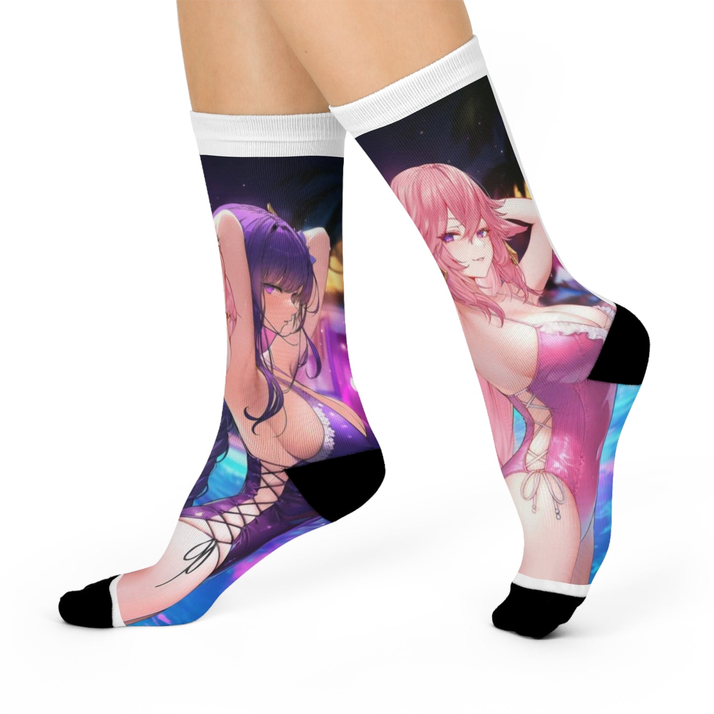 Fun and Stylish Cushioned Crew Socks for Comfort and Style, Perfect for Anime Fans, Gift for Birthdays, Holidays, Cozy Lounging