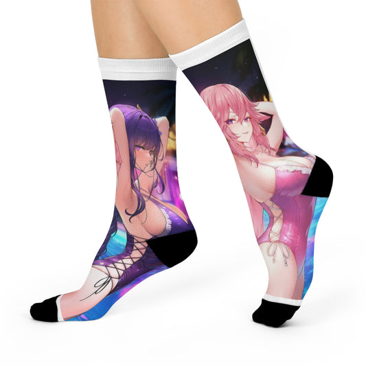 Fun and Stylish Cushioned Crew Socks for Comfort and Style, Perfect for Anime Fans, Gift for Birthdays, Holidays, Cozy Lounging