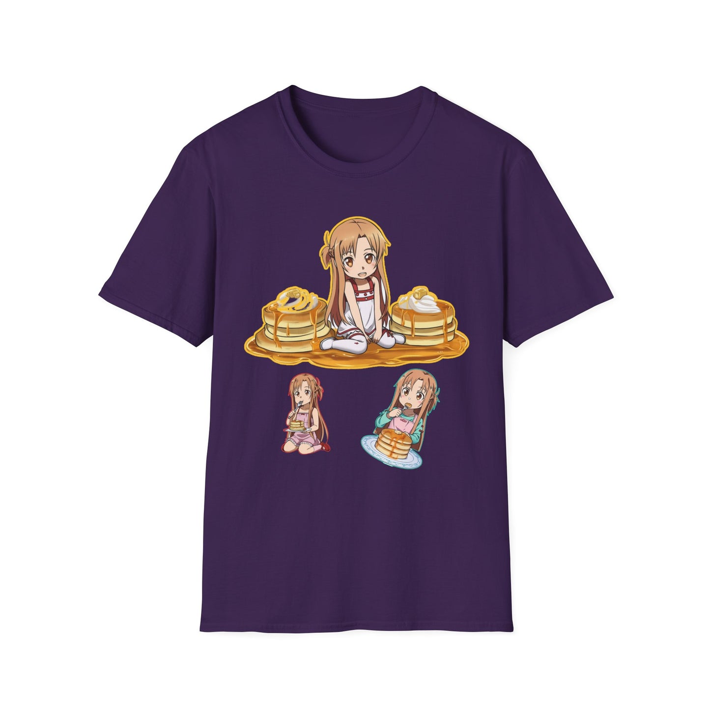 Cute Pancake Anime sao 2 T-Shirt, Fun Casual Wear, Kawaii Gift, Food Lover Style, Unique Graphic Tee, Perfect for Everyday Comfort