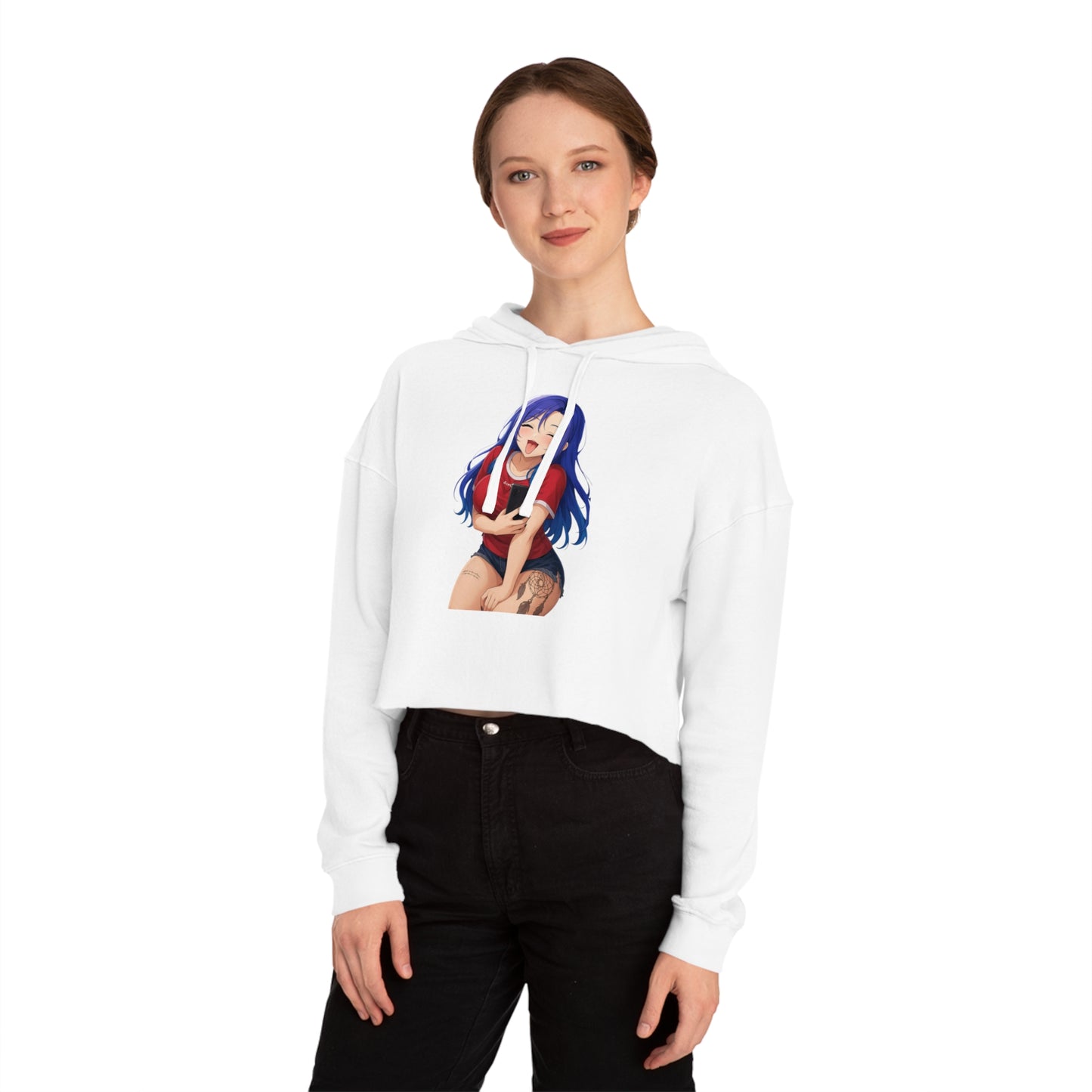 Anime-Inspired Cropped Hoodie - Cute & Sassy, Streetwear Fashion, Gift for Her, Cosplay, Casual Wear, Anime Lovers