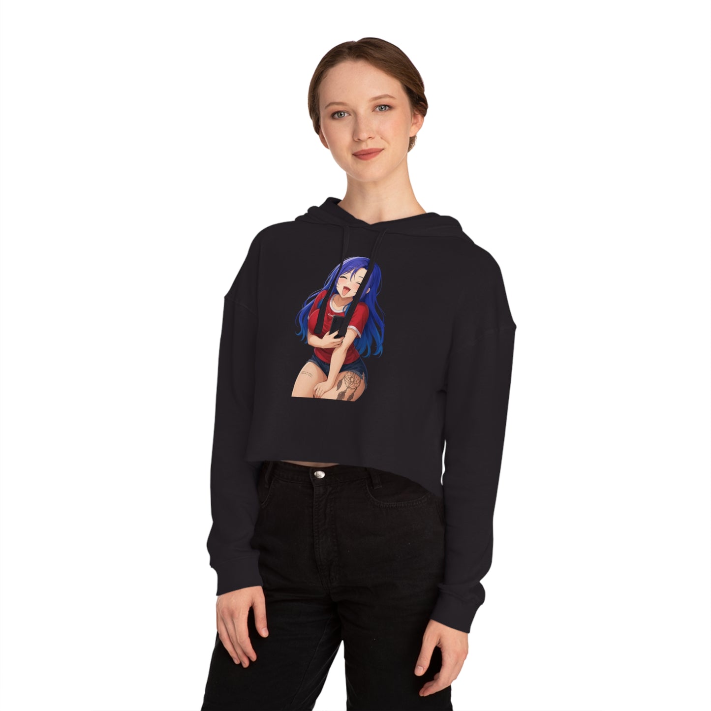 Anime-Inspired Cropped Hoodie - Cute & Sassy, Streetwear Fashion, Gift for Her, Cosplay, Casual Wear, Anime Lovers