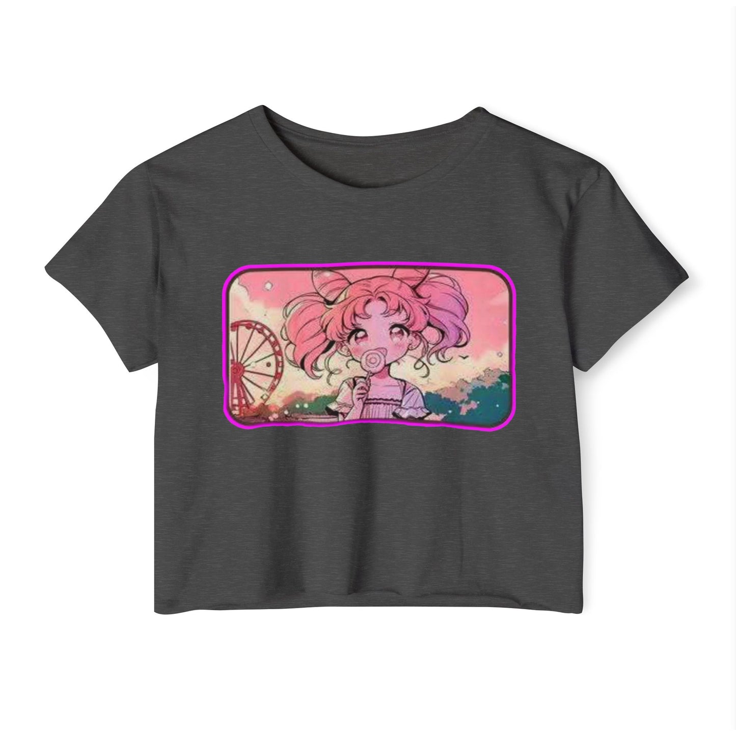 Women's sailor moon 10 Festival Crop Top, Cute Summer Tee, Boho Shirt, Music Festival Wear, Graphic Crop Top, Trendy Summer Outfit