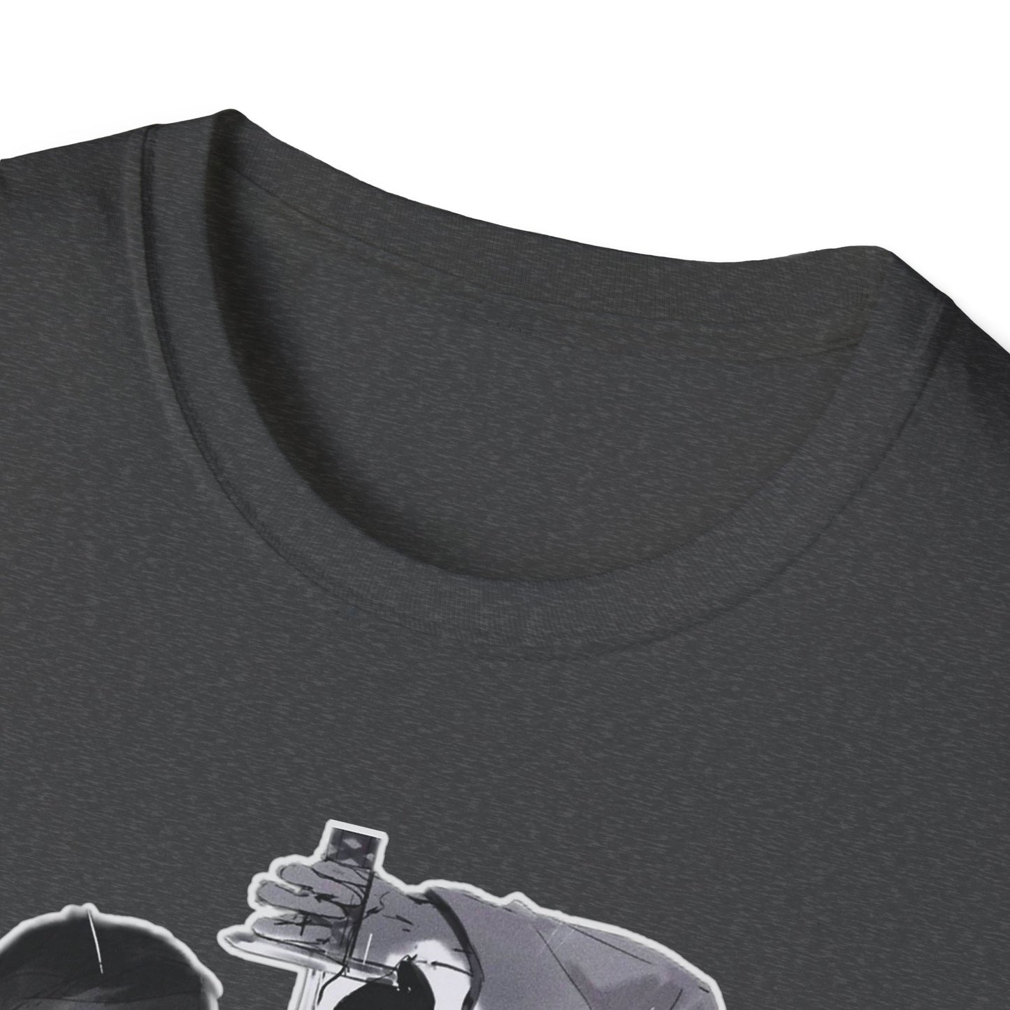 Artistic Unisex bleach 4 Softstyle T-Shirt with Dramatic Black & White Design, Casual Wear, Gift for Art Lovers, Streetwear, Everyday Comfort