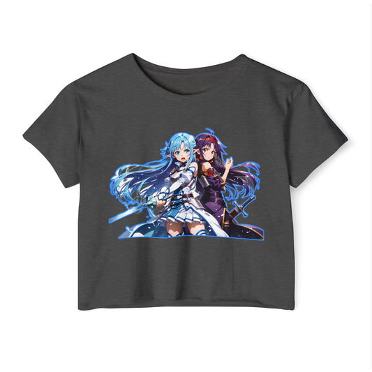 Women's Festival Crop sao 1 Top, Cute Anime Graphic Tee, Summer Concert Outfit, Stylish Casual Wear, Gift for Anime Lovers, Festival Clothing