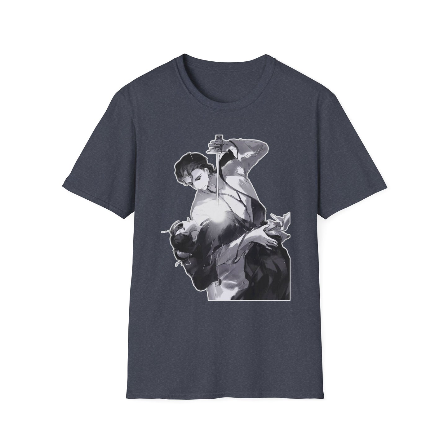Artistic Unisex bleach 4 Softstyle T-Shirt with Dramatic Black & White Design, Casual Wear, Gift for Art Lovers, Streetwear, Everyday Comfort