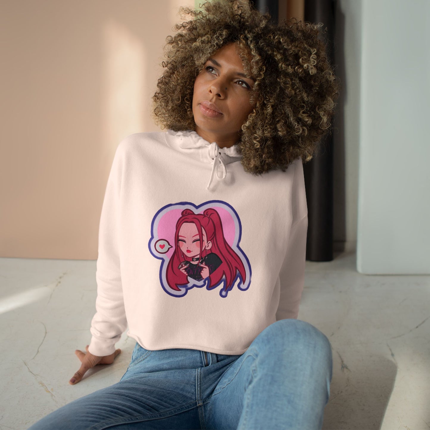 Idol style 3 Crop Hoodie, Stylish Anime Apparel, Cute Hooded Sweatshirt, Streetwear Crop Top, Trendy Women's Fashion Top