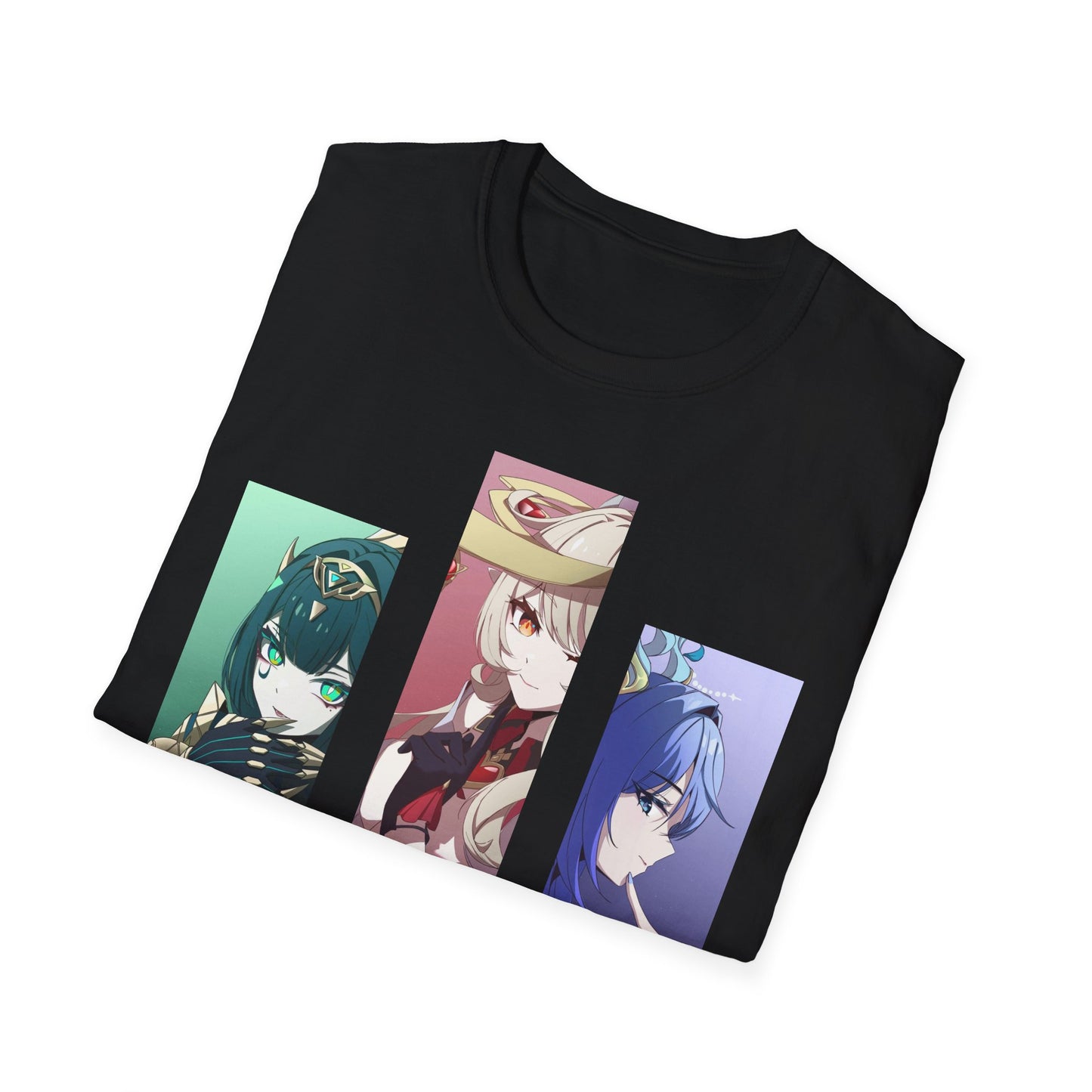 Anime Trio Unisex Softstyle T-Shirt, Casual Tee, Geek Fashion, Gift for Anime Lovers, Novelty Shirt, Unique Graphic Tee