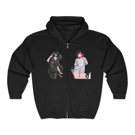 Anime-Inspired lewd Unisex Zip Hoodie, Graphic Hoodie, Casual Streetwear, Gift for Anime Fans, Trendy Apparel, Unique Anime Style