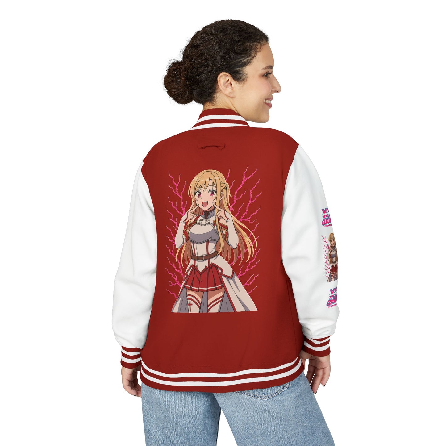 Trendy Unisex Heavyweight Letterman Jacket with Character Design - Cozy Apparel, Stylish Gifts, Casual Wear, Sports Jacket, Festival Fashion