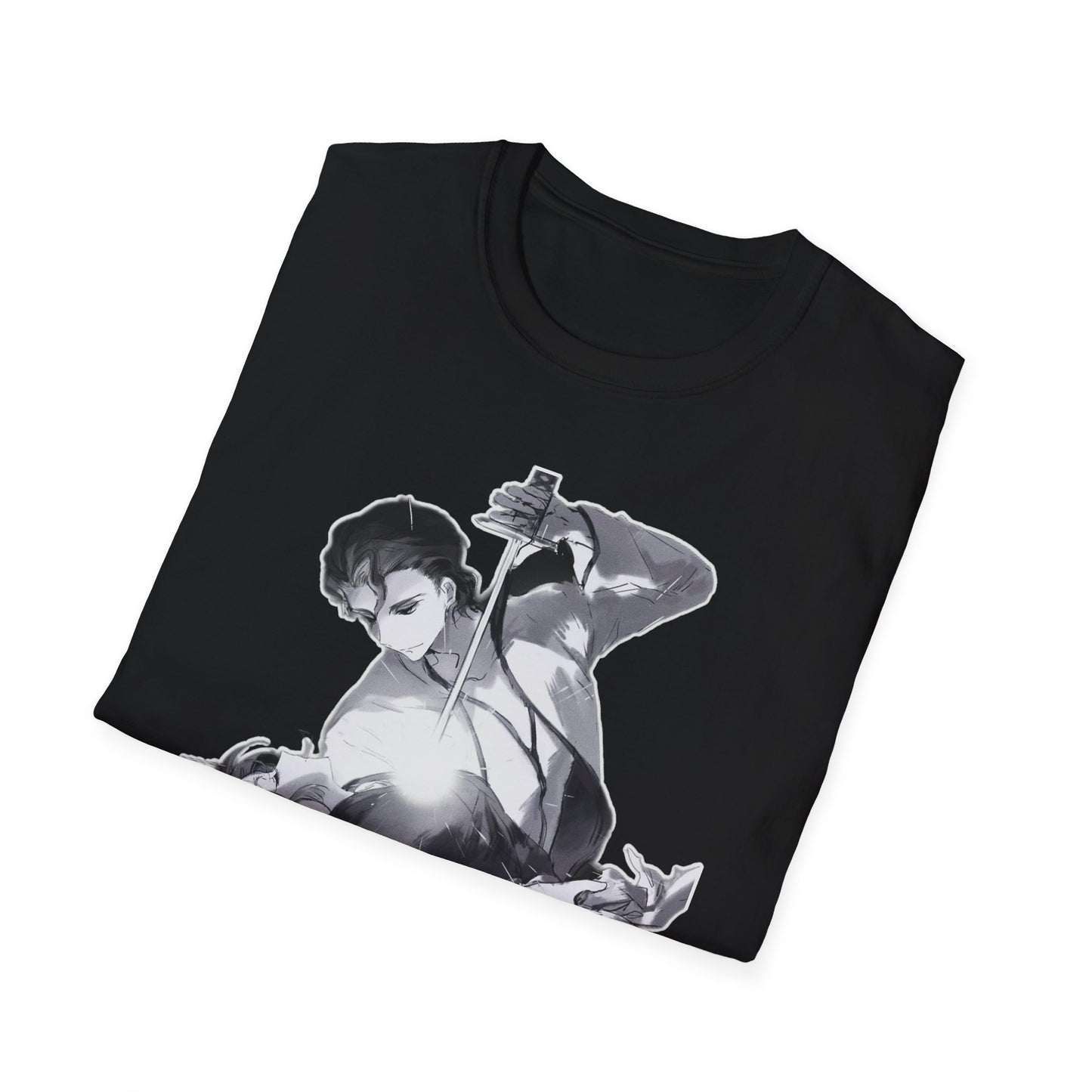 Artistic Unisex bleach 4 Softstyle T-Shirt with Dramatic Black & White Design, Casual Wear, Gift for Art Lovers, Streetwear, Everyday Comfort