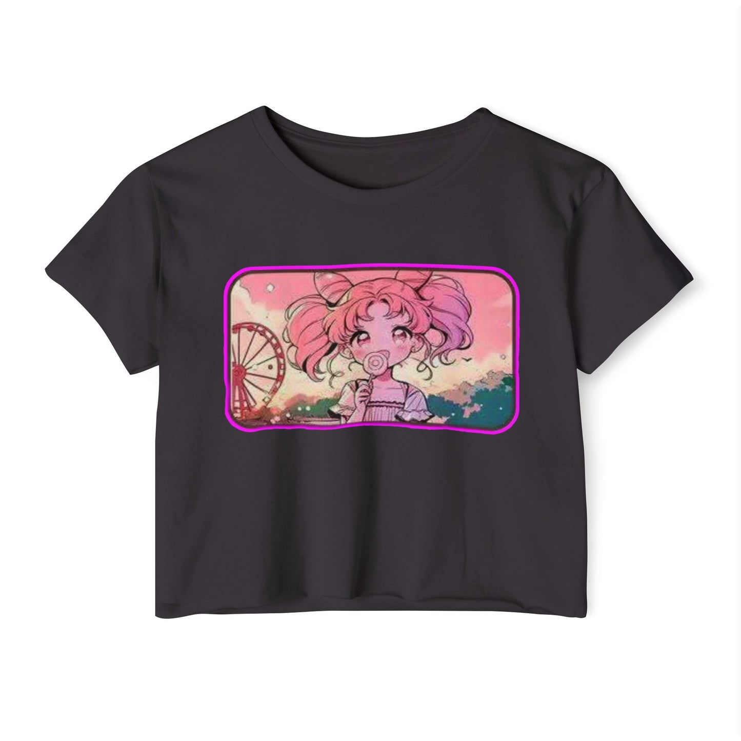 Women's sailor moon 10 Festival Crop Top, Cute Summer Tee, Boho Shirt, Music Festival Wear, Graphic Crop Top, Trendy Summer Outfit