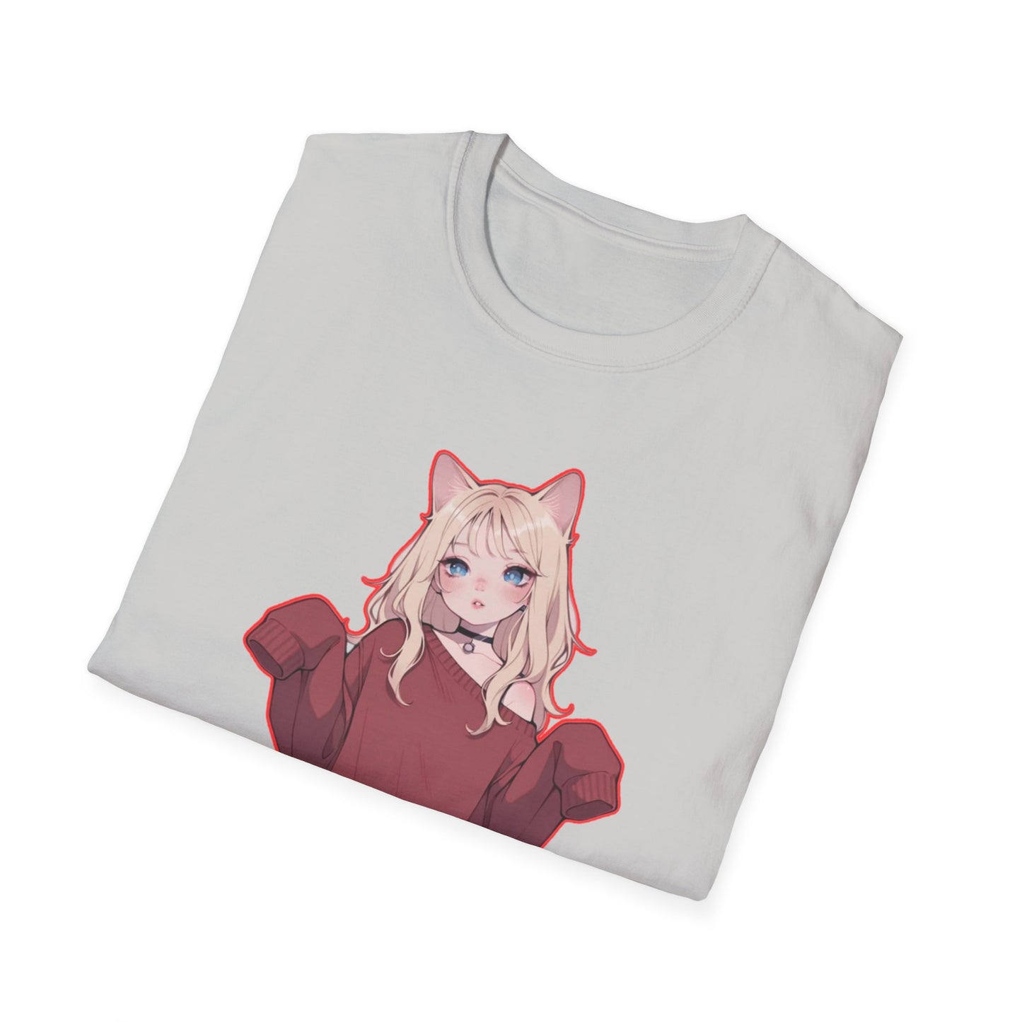 Anime Cat Girl Unisex T-Shirt, Cute Graphic Tee, Casual Wear, Gift for Cat Lovers, Kawaii Fashion, Summer Style