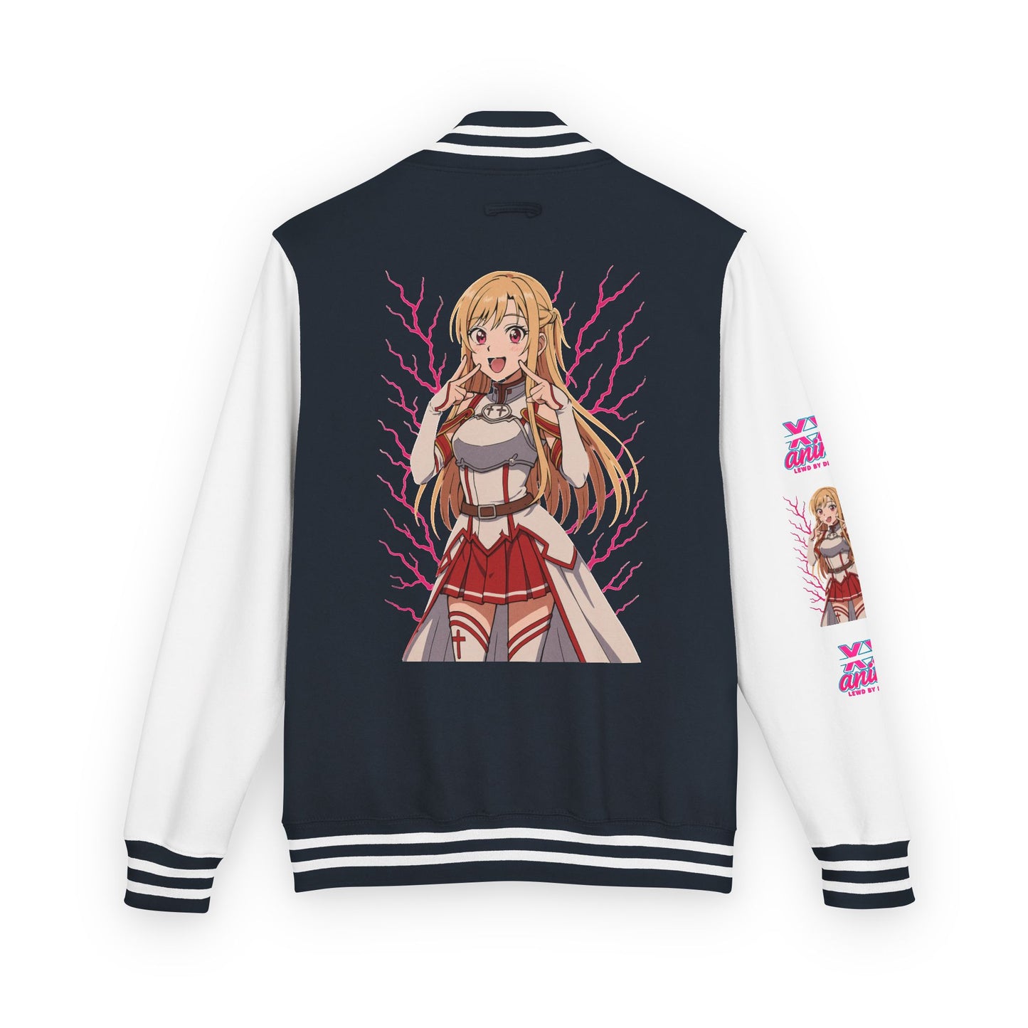 Trendy Unisex Heavyweight Letterman Jacket with Character Design - Cozy Apparel, Stylish Gifts, Casual Wear, Sports Jacket, Festival Fashion