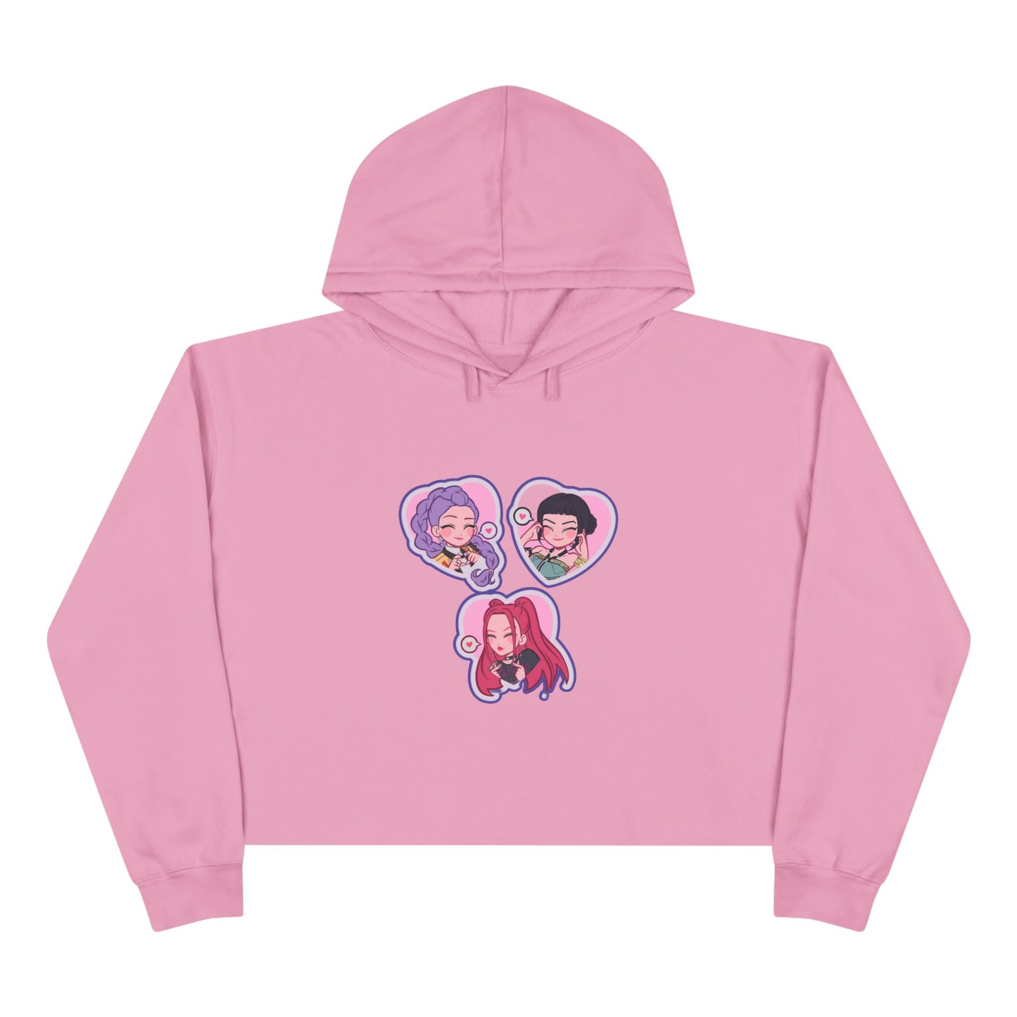 Idol style 5 Crop Hoodie with Fun Character Stickers, Perfect for Casual Wear, Anime Conventions, Gifts, & Everyday Style