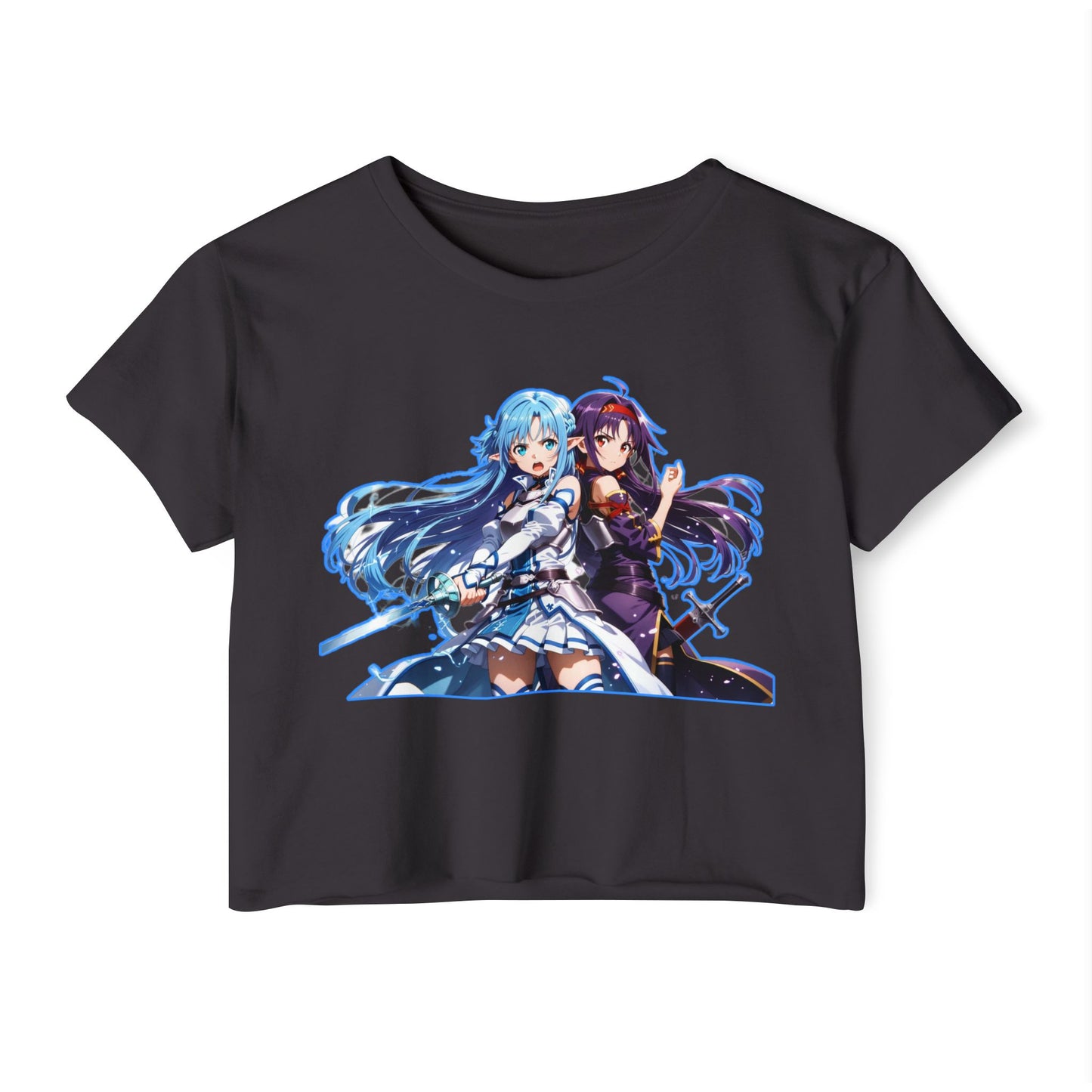 Women's Festival Crop sao 1 Top, Cute Anime Graphic Tee, Summer Concert Outfit, Stylish Casual Wear, Gift for Anime Lovers, Festival Clothing