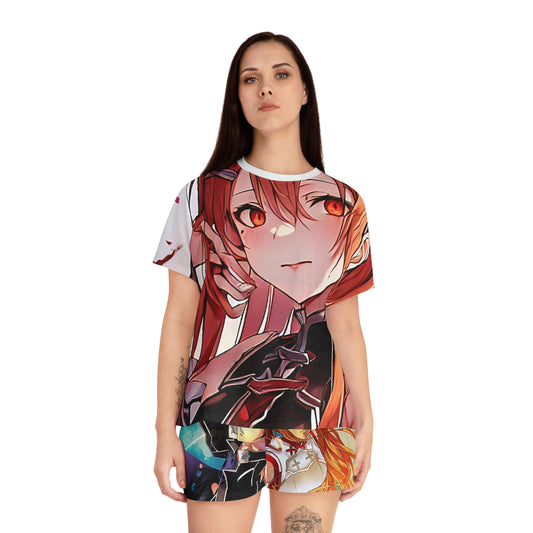 Anime-Inspired sao 1 Women's Pajama Set, Cozy Sleepwear, Short PJs, Perfect for Gifts, Relaxing Nights, Casual Loungewear, Fantasy Theme