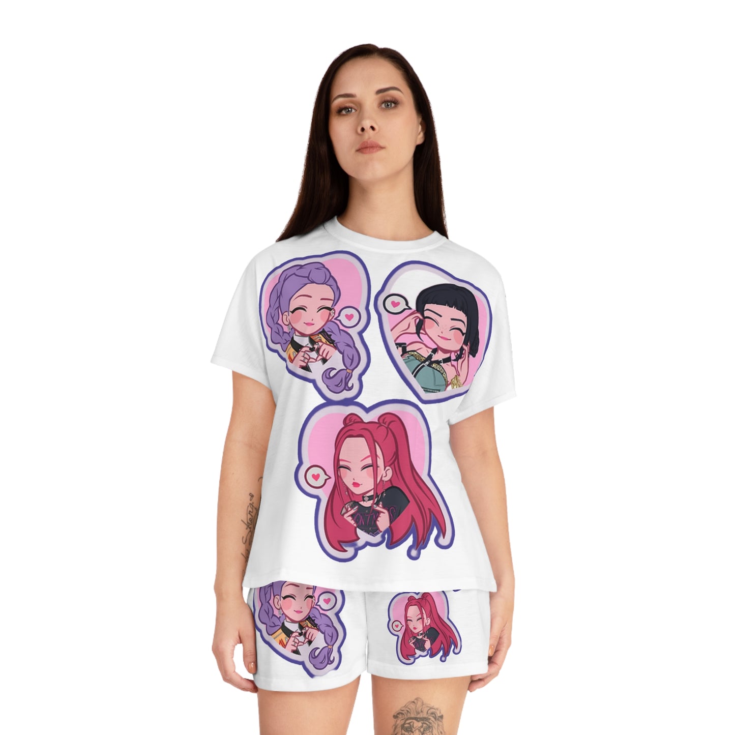 Idol style  Women's Short Pajama Set, Cute and Comfy Sleepwear, Perfect for Sleepovers, Anime Conventions, Gifts for Fans, Relaxation Wear