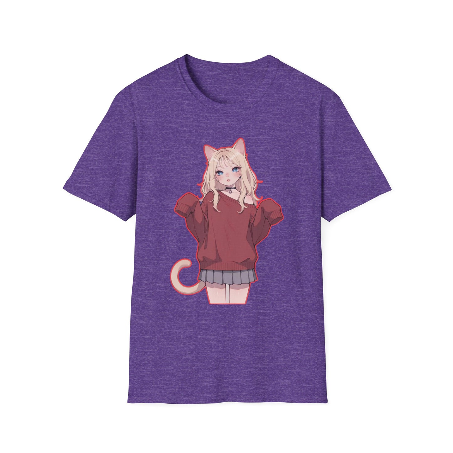 Anime Cat Girl Unisex T-Shirt, Cute Graphic Tee, Casual Wear, Gift for Cat Lovers, Kawaii Fashion, Summer Style