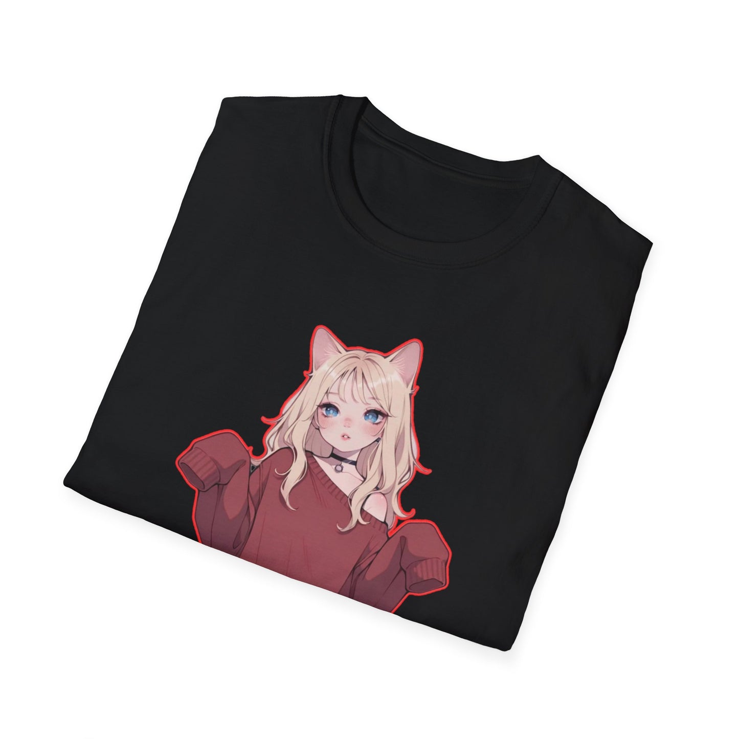 Anime Cat Girl Unisex T-Shirt, Cute Graphic Tee, Casual Wear, Gift for Cat Lovers, Kawaii Fashion, Summer Style