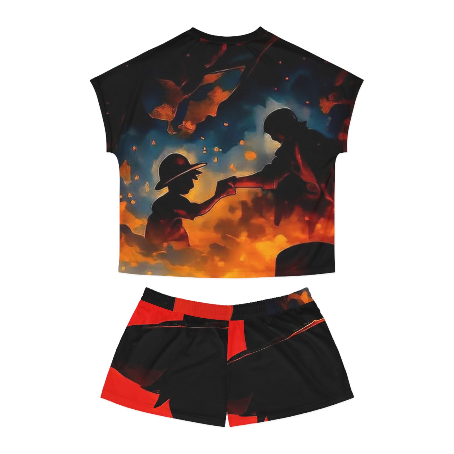 Anime-Inspired one piece 1 Women's Short Pajama Set, Comfortable Sleepwear, Cozy Nightwear, Gift for Fans, Summer Lounging Outfit