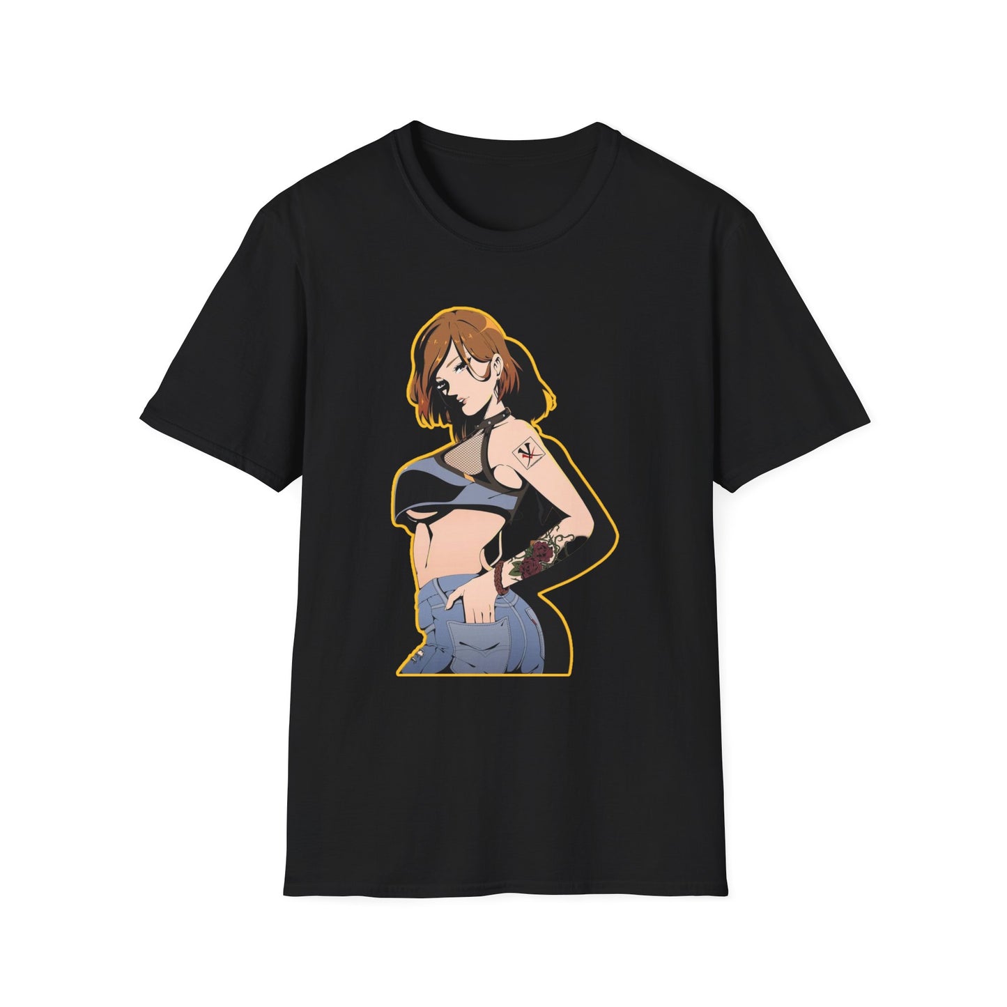 Chic Graphic one piece T-Shirt for Trendy Fashionistas, Unisex Softstyle Tee, Anime Art Apparel, Perfect Gift for Birthdays and Casual Outings