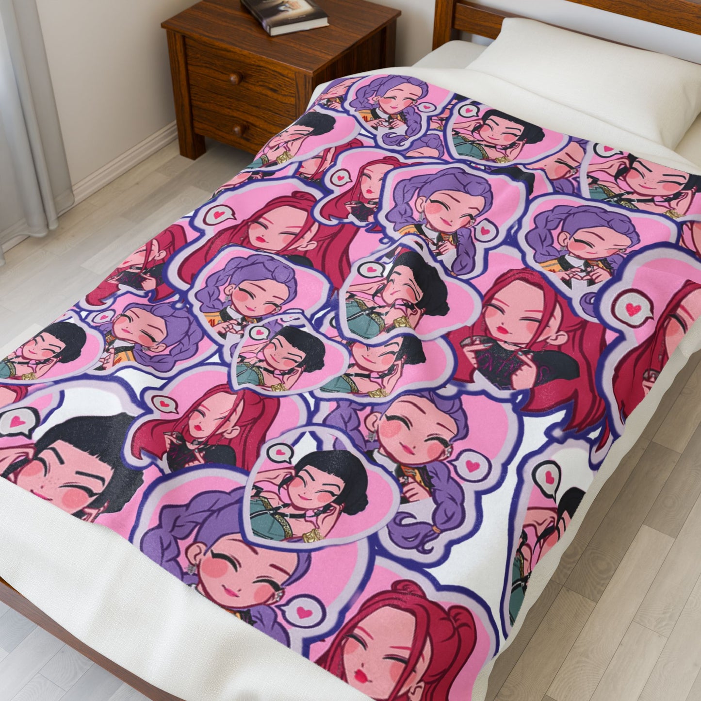 Idol style Velveteen Plush Blanket, Cozy Gift for Teens, Room Decor, Anime Theme, Comfortable Throw for All Occasions