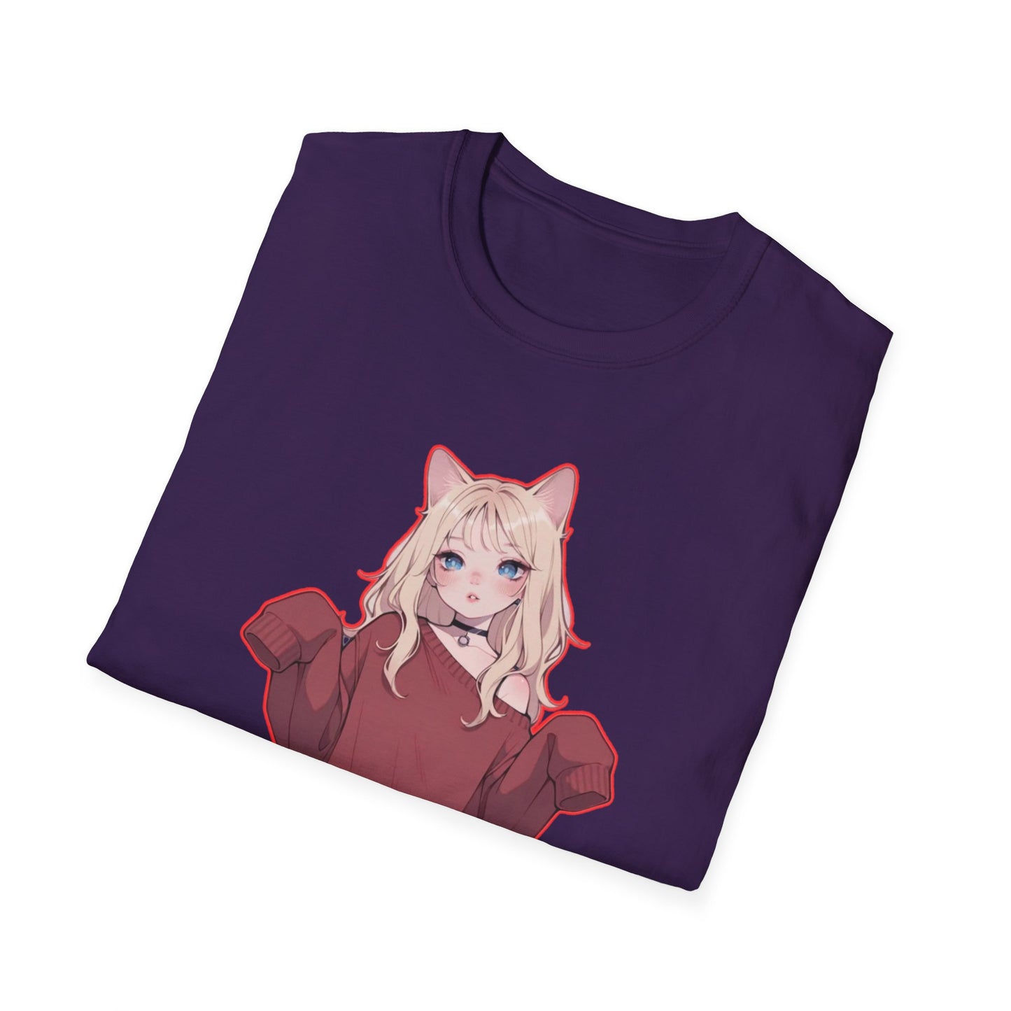 Anime Cat Girl Unisex T-Shirt, Cute Graphic Tee, Casual Wear, Gift for Cat Lovers, Kawaii Fashion, Summer Style