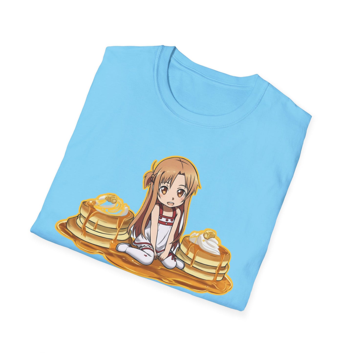 Cute Pancake Anime sao 2 T-Shirt, Fun Casual Wear, Kawaii Gift, Food Lover Style, Unique Graphic Tee, Perfect for Everyday Comfort