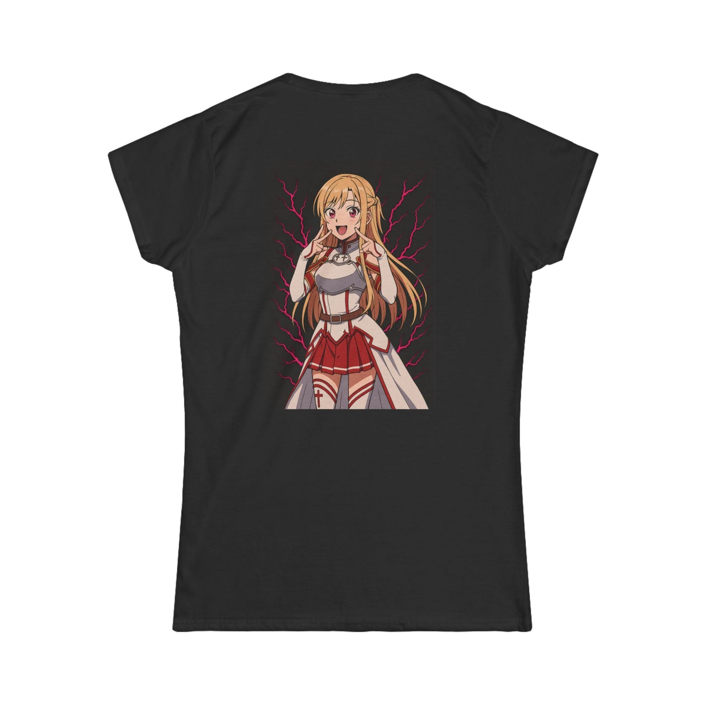 Anime-Inspired Women's Softstyle Tee, Casual Graphic Tee, Cute Character Shirt, Gift for Anime Fans, Everyday Wear, Pop Culture Apparel