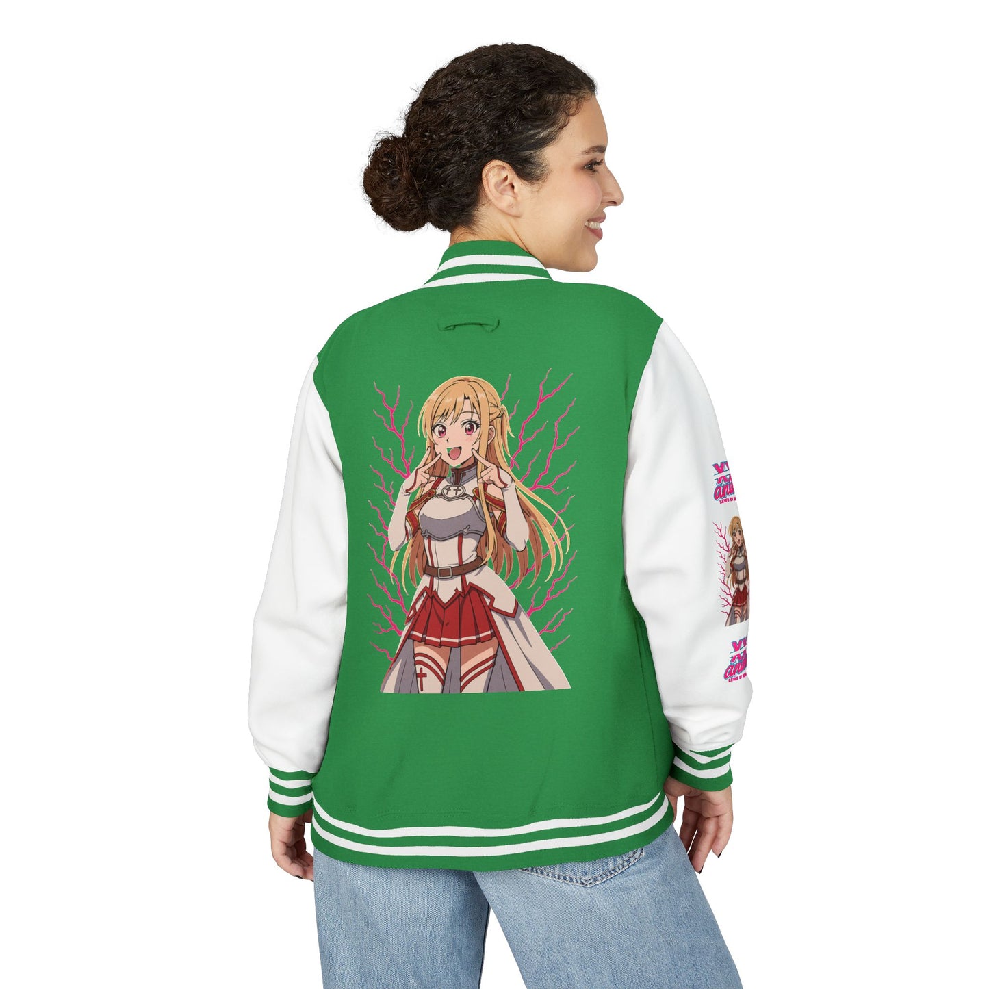 Trendy Unisex Heavyweight Letterman Jacket with Character Design - Cozy Apparel, Stylish Gifts, Casual Wear, Sports Jacket, Festival Fashion