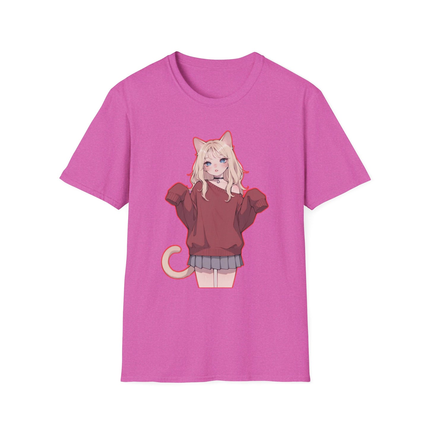 Anime Cat Girl Unisex T-Shirt, Cute Graphic Tee, Casual Wear, Gift for Cat Lovers, Kawaii Fashion, Summer Style