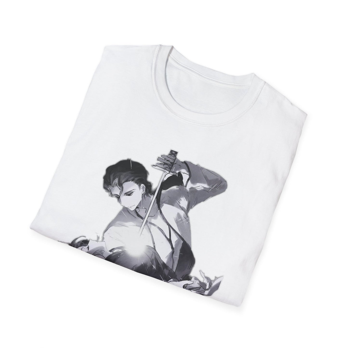 Artistic Unisex bleach 4 Softstyle T-Shirt with Dramatic Black & White Design, Casual Wear, Gift for Art Lovers, Streetwear, Everyday Comfort