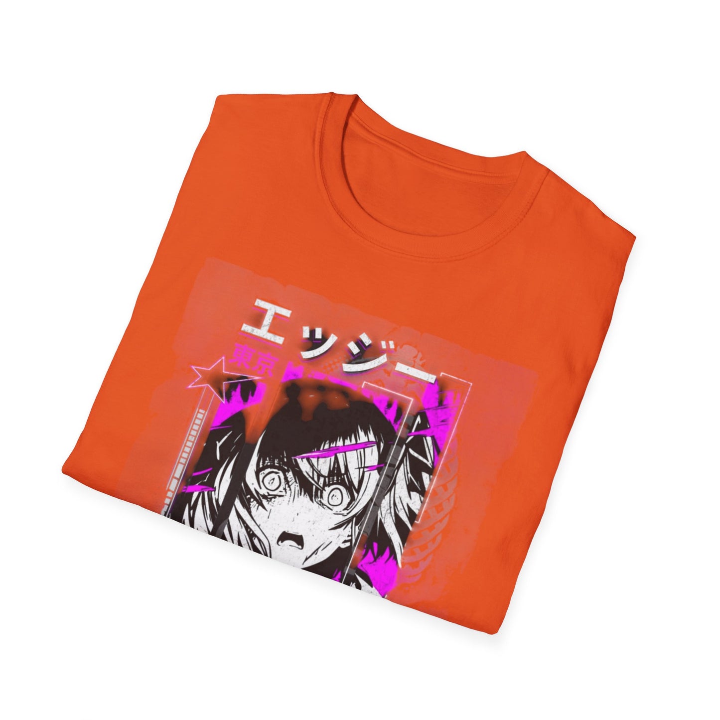 Anime Graphic T-Shirt, Unisex Softstyle Tee, Casual Wear, Gift for Anime Lovers, Cool Streetwear, Manga Inspired Apparel