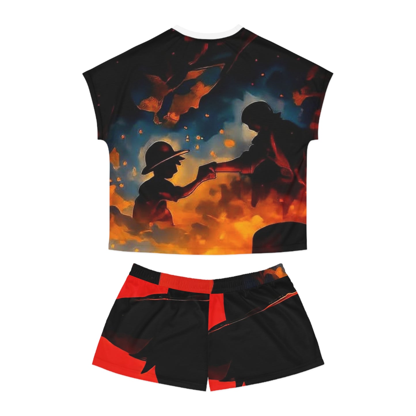Anime-Inspired one piece 1 Women's Short Pajama Set, Comfortable Sleepwear, Cozy Nightwear, Gift for Fans, Summer Lounging Outfit