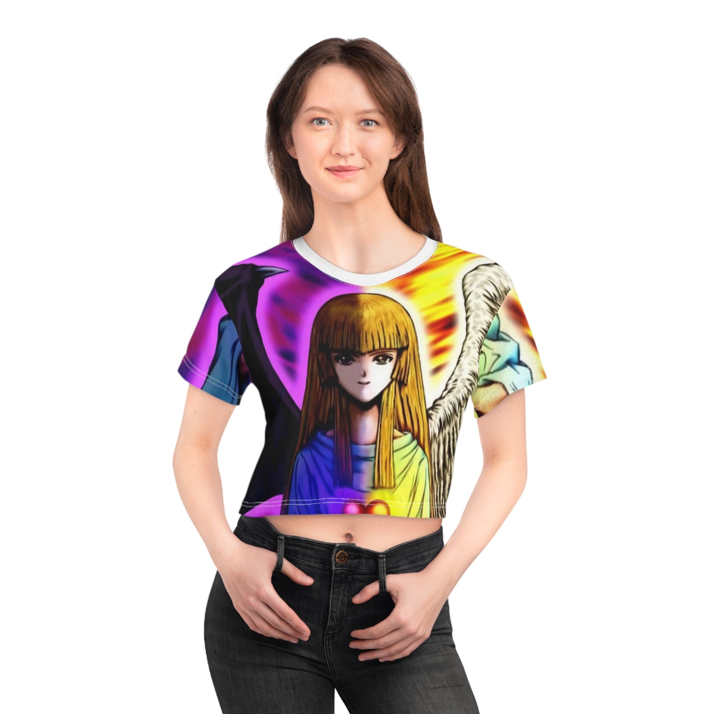 Angel Wings ygo Crop Tee, Spiritual Crop Top, Anime Aesthetic Shirt, Gift for Her, Festival Fashion, Cute Casual Wear