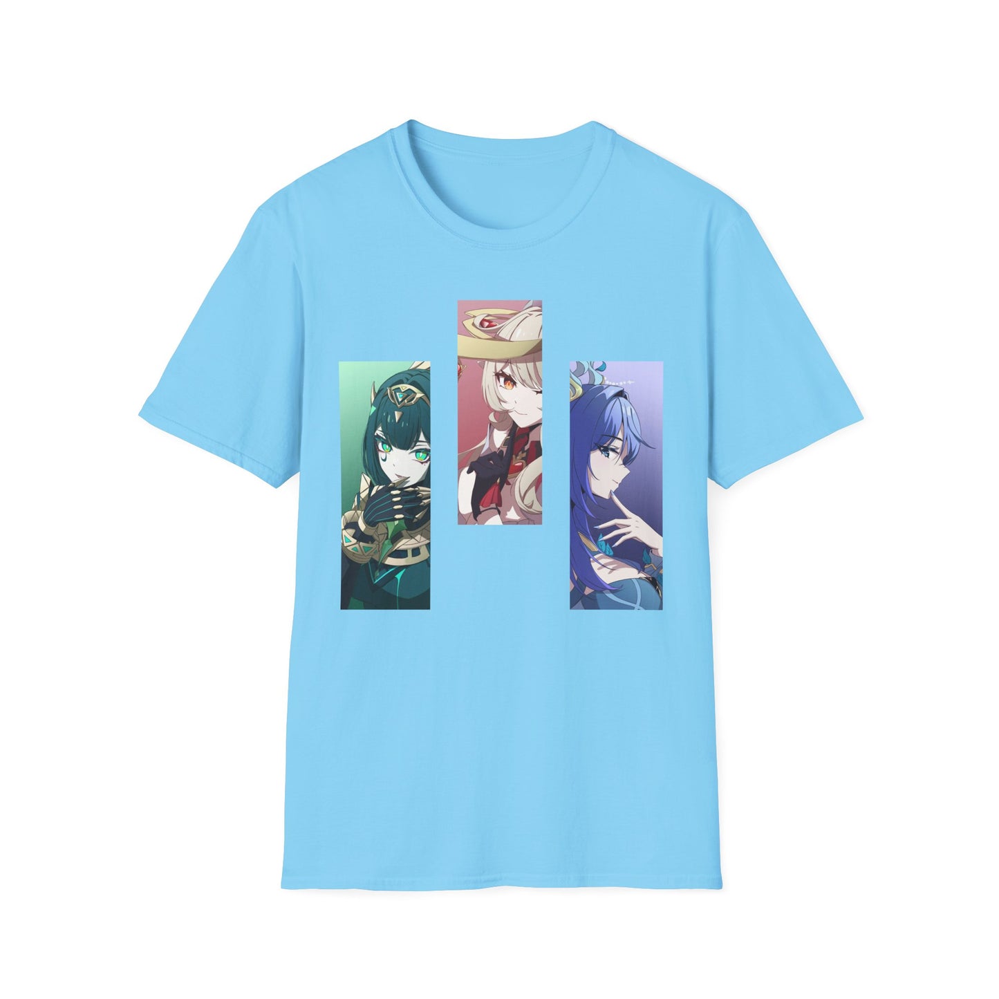 Anime Trio Unisex Softstyle T-Shirt, Casual Tee, Geek Fashion, Gift for Anime Lovers, Novelty Shirt, Unique Graphic Tee