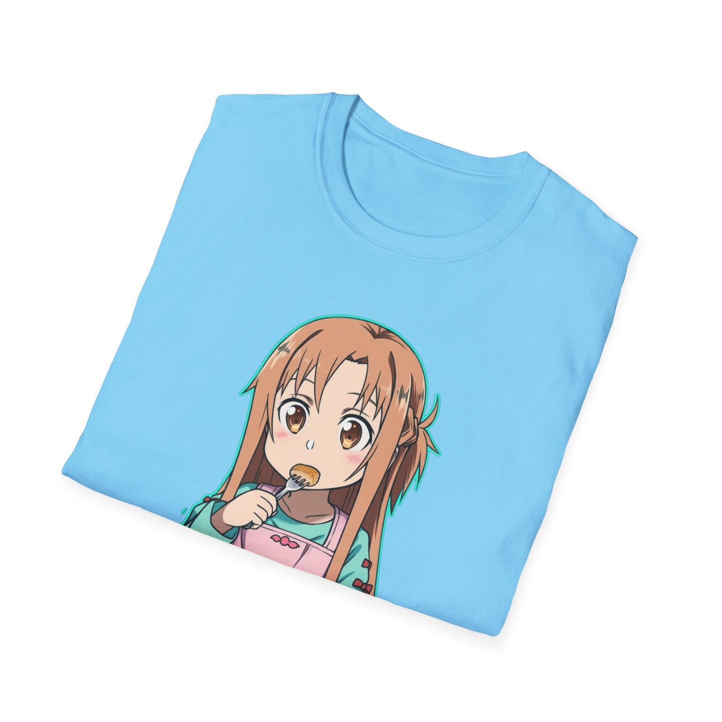 Kawaii Pancake Lover sao T-Shirt, Cute Anime Tee, Foodie Gift, Unisex Softstyle Tee, Perfect for Pancake Day, Birthday, Everyday Wear