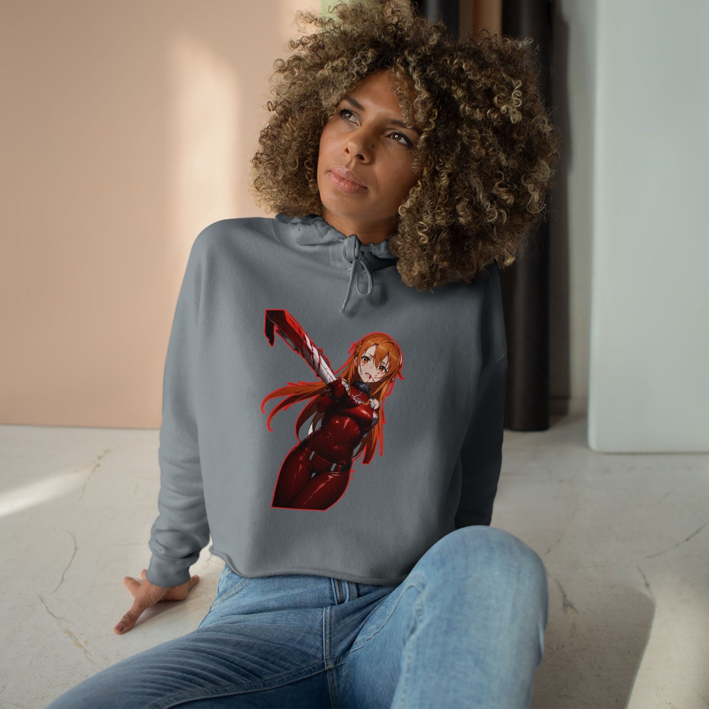of Trendy Crop Hoodie sao 3 with Unique Designs, Anime Aesthetic, Casual Streetwear, Gift for Fans, Fashion Statement