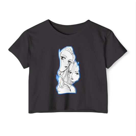 Women's Festival initial D 3 Crop Top with Unique Art Design, Boho Style Tee, Summer Concert Top, Gift for Music Lovers, Casual Everyday Wear