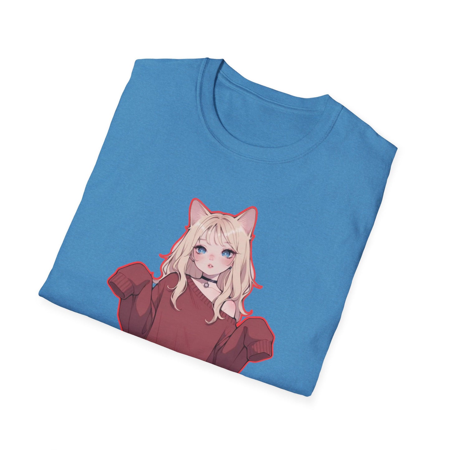 Anime Cat Girl Unisex T-Shirt, Cute Graphic Tee, Casual Wear, Gift for Cat Lovers, Kawaii Fashion, Summer Style
