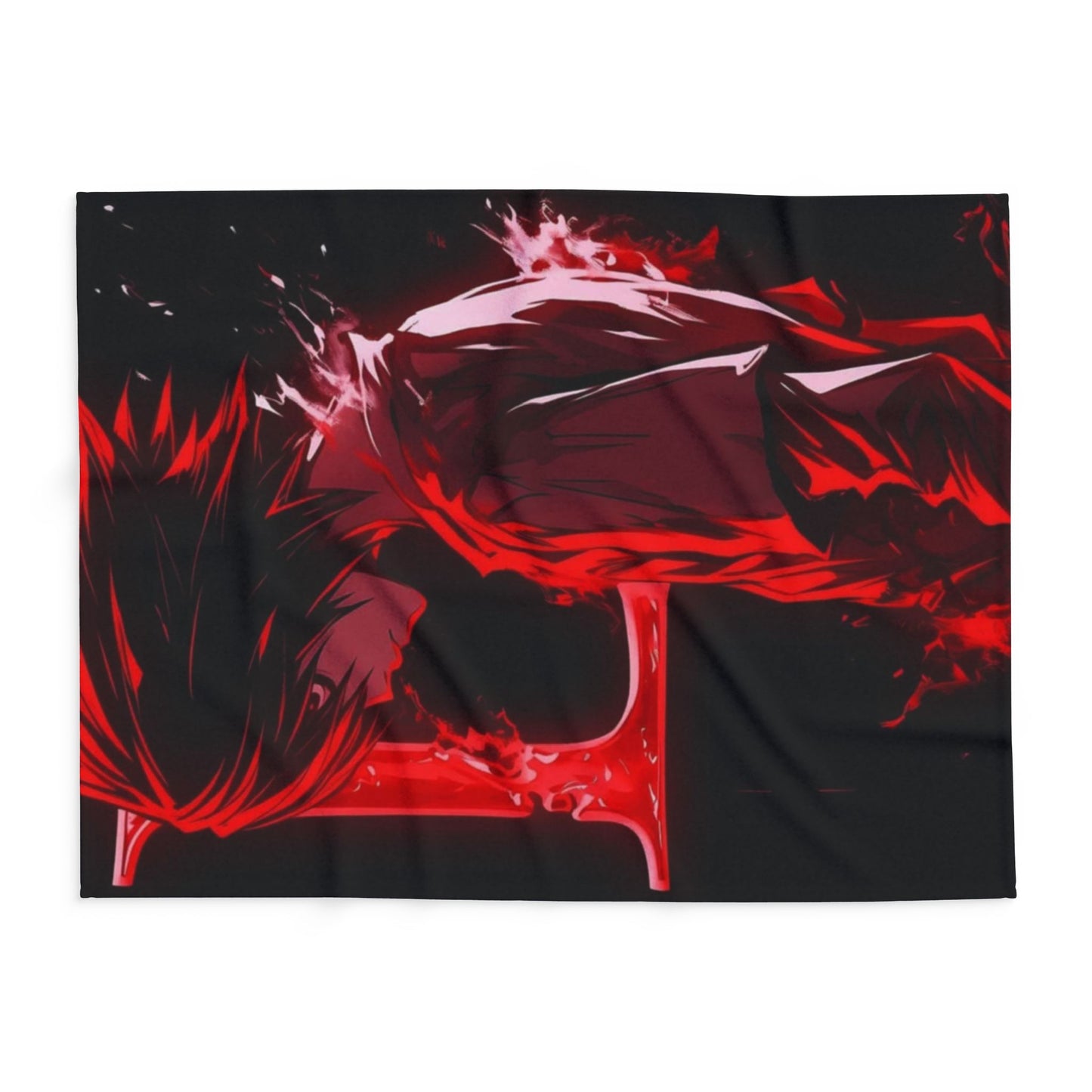Dn L Anime-Inspired Cozy Fleece Blanket, Art Blanket, Throw for Gaming Room, Home Decor, Gift for Anime Lovers, Red and Black Design
