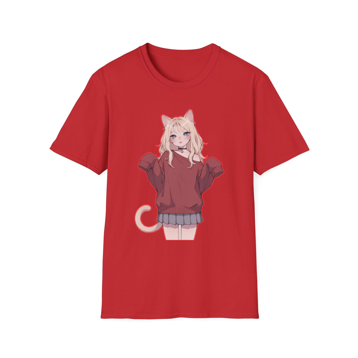 Anime Cat Girl Unisex T-Shirt, Cute Graphic Tee, Casual Wear, Gift for Cat Lovers, Kawaii Fashion, Summer Style