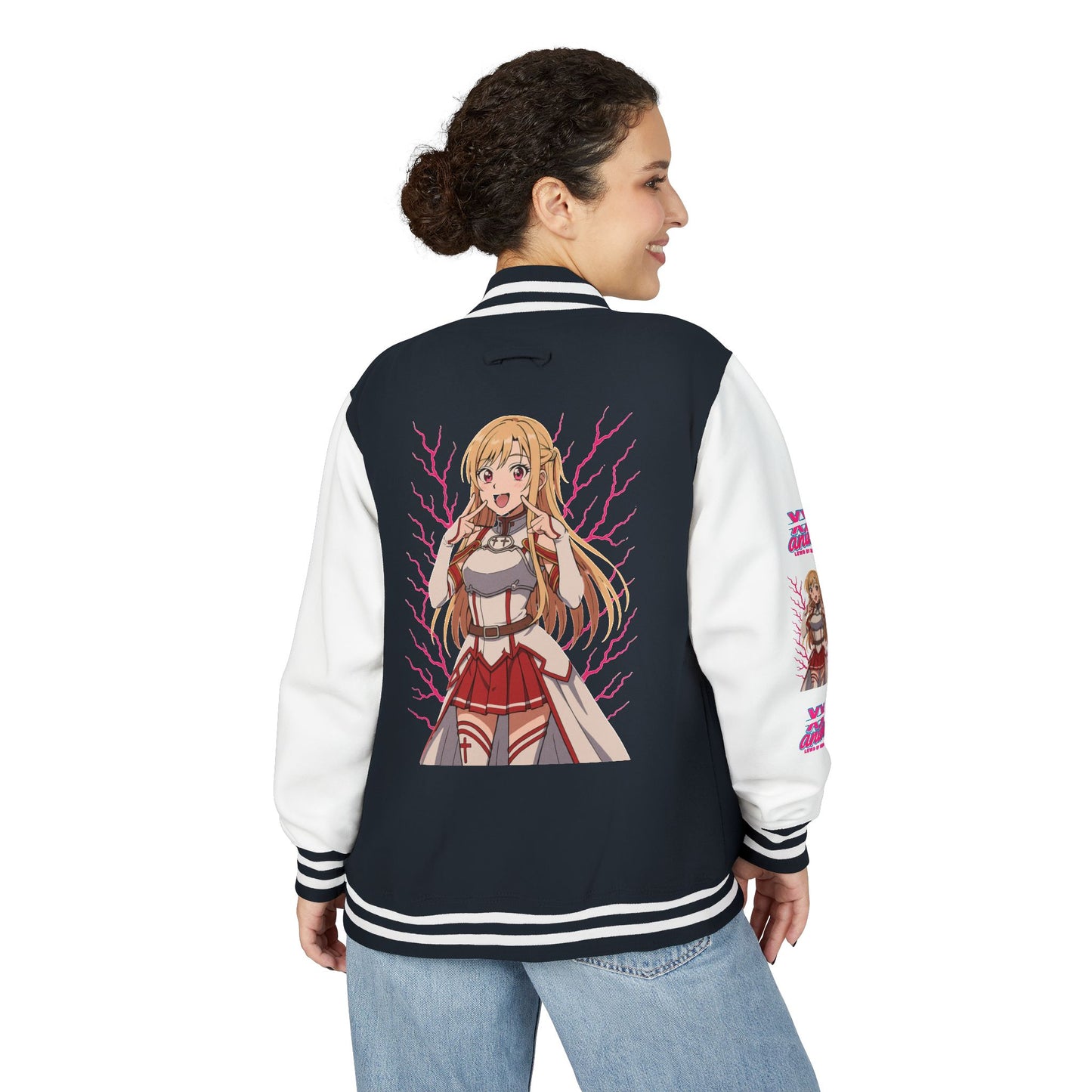 Trendy Unisex Heavyweight Letterman Jacket with Character Design - Cozy Apparel, Stylish Gifts, Casual Wear, Sports Jacket, Festival Fashion