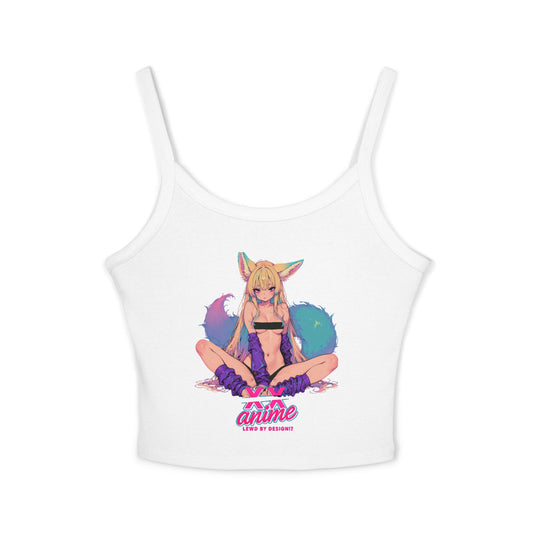 Anime-Inspired Women's Spaghetti Strap Tank Top, Cute Summer Top, Graphic Tee, Cosplay Outfit, Gift for Anime Lovers, Trendy Casual Wear