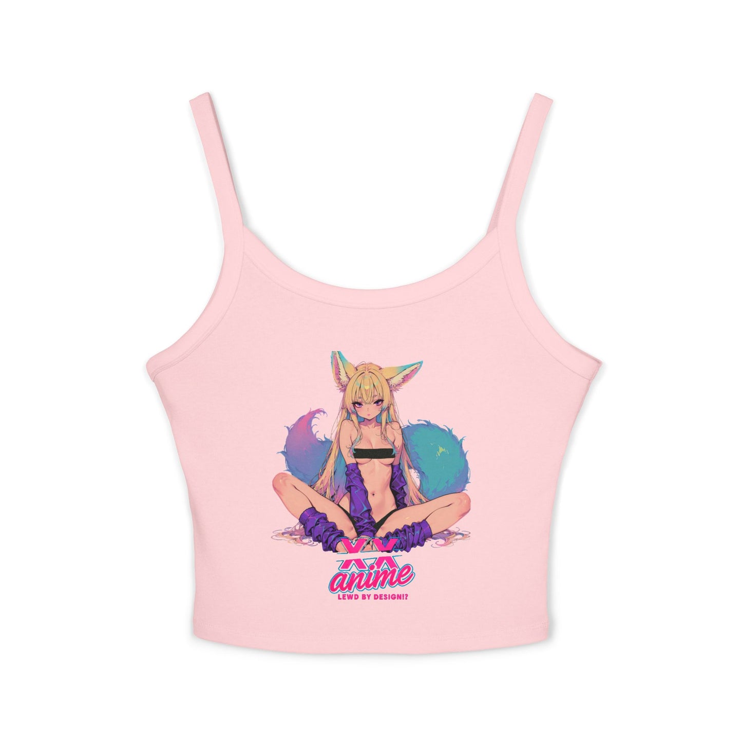 Anime-Inspired Women's Spaghetti Strap Tank Top, Cute Summer Top, Graphic Tee, Cosplay Outfit, Gift for Anime Lovers, Trendy Casual Wear