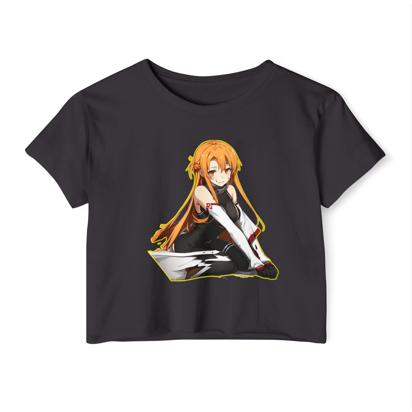 Women's Festival Crop sao 2 Top, Cute Anime Graphic Tee, Summer Concert Outfit, Stylish Casual Wear, Gift for Anime Lovers, Festival Clothing