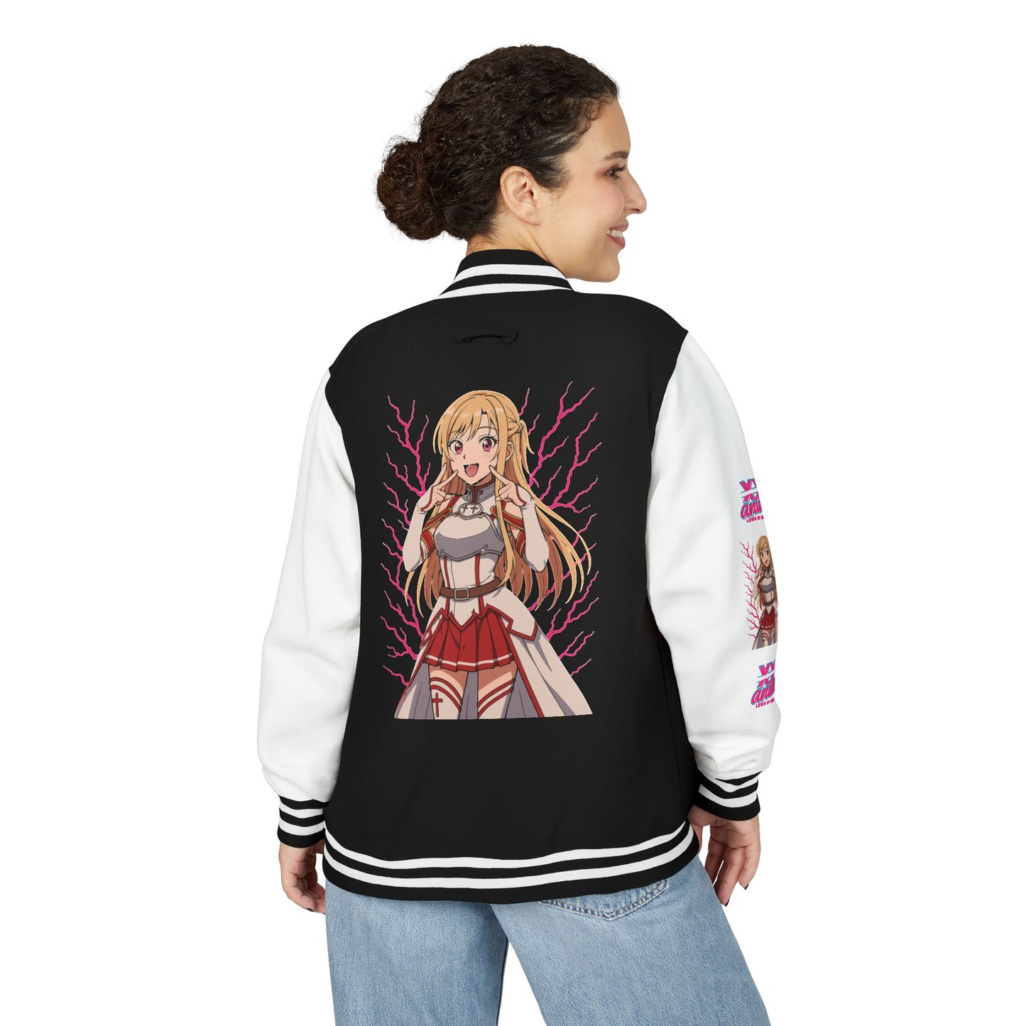 Trendy Unisex Heavyweight Letterman Jacket with Character Design - Cozy Apparel, Stylish Gifts, Casual Wear, Sports Jacket, Festival Fashion