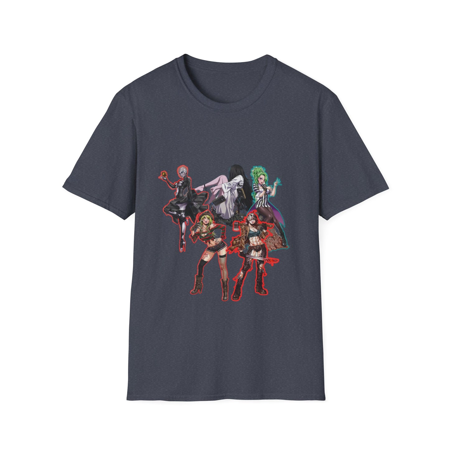 Anime-Inspired spooky season masters of horror 12 Graphic Tee: Leud by Design? Unisex Softstyle T-Shirt, Manga Merchandise, Comic Gift, Casual Wear, Anime Fan Apparel
