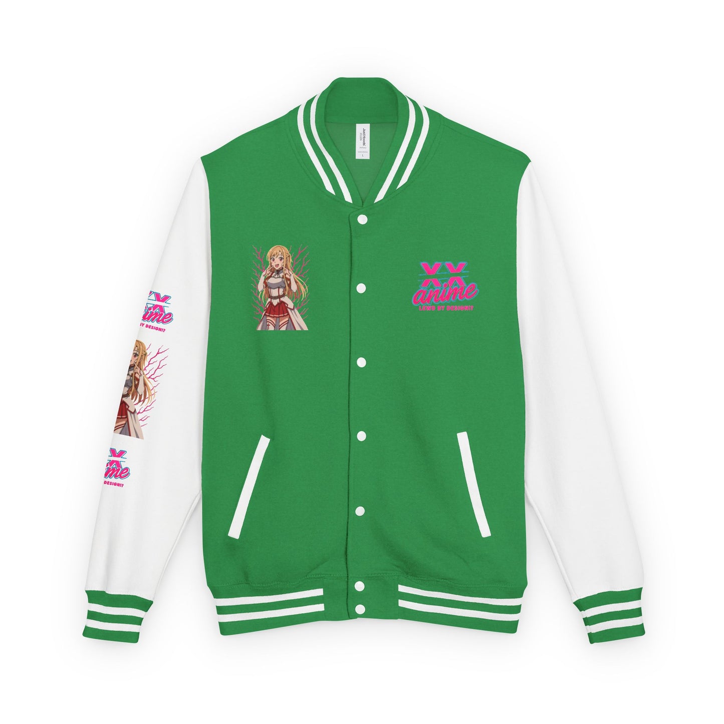 Trendy Unisex Heavyweight Letterman Jacket with Character Design - Cozy Apparel, Stylish Gifts, Casual Wear, Sports Jacket, Festival Fashion