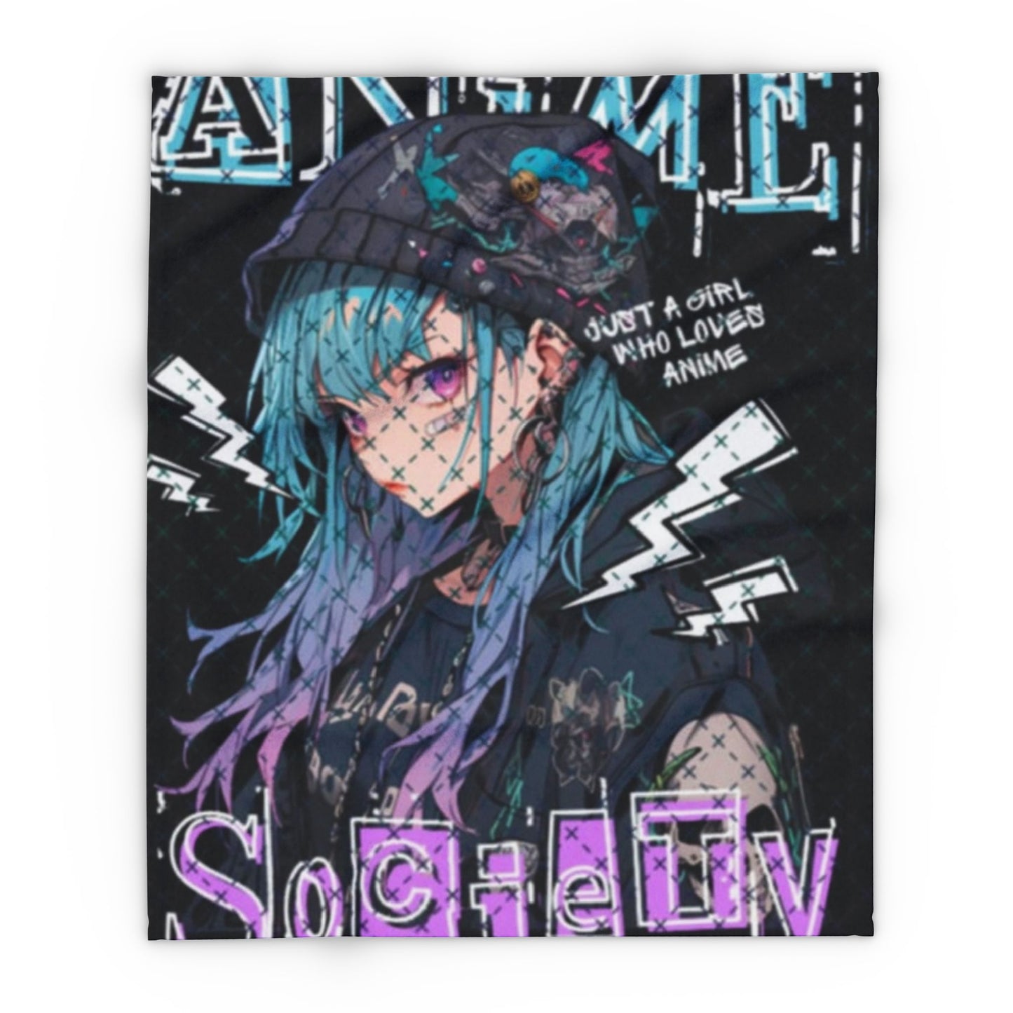 Anime Society Fleece Blanket, Cozy Throw Blanket, Warm Blanket, Gift for Anime Lovers, Home Decor, Bedroom Accessories